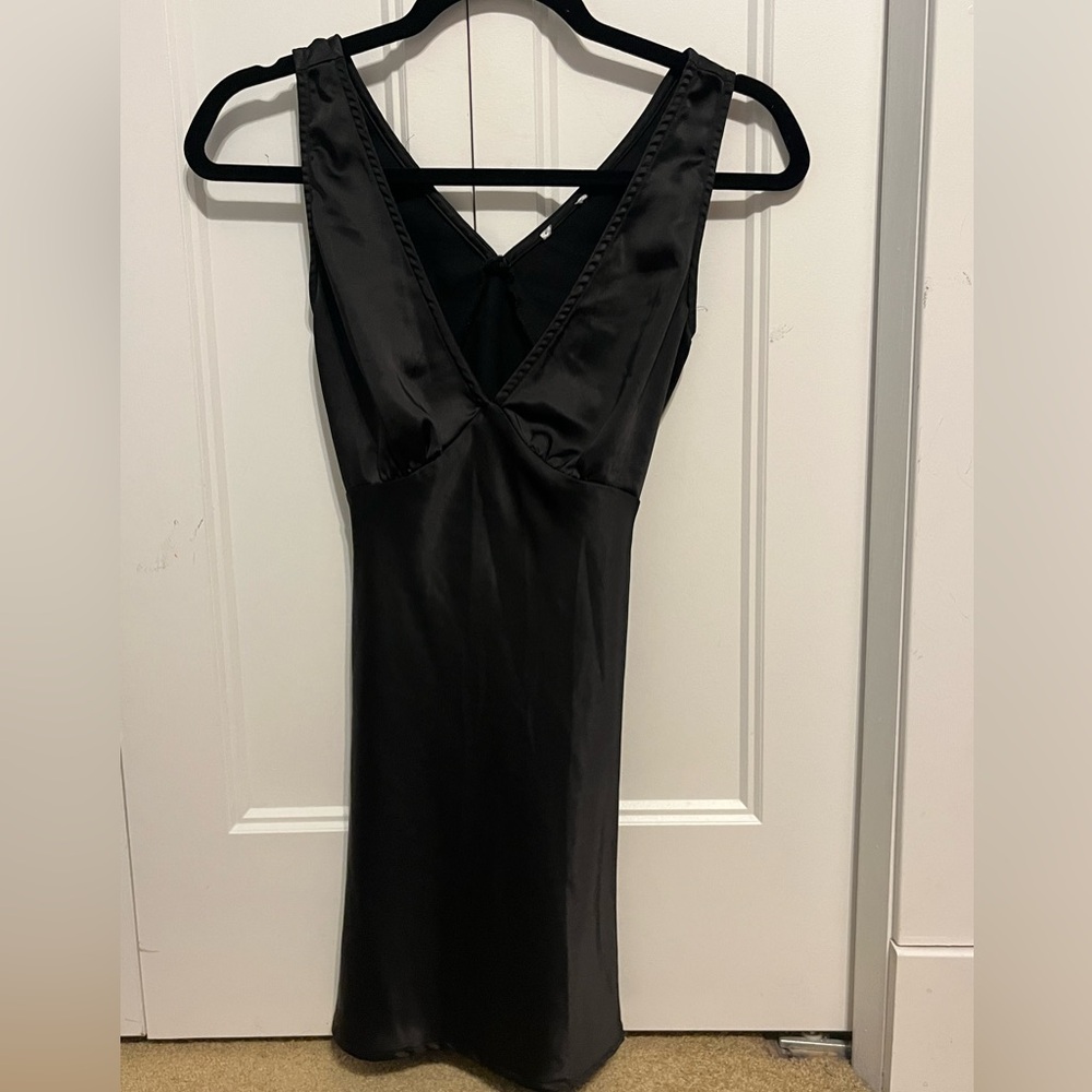 Simple Black Satin Mini Dress